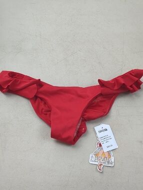 Nicolita Red Ruffle Bikini Bottom